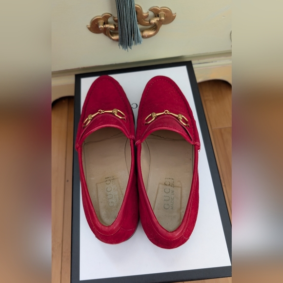 Gucci Red‎ Suede Horse Bit Loafer - Picture 7 of 9